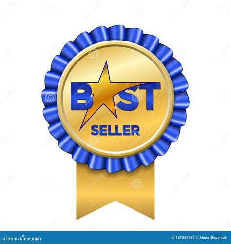 Best Seller Award Ribbon Icon Gold Blue Badge Isolated White