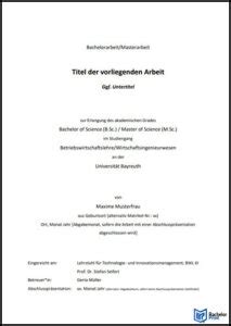 Deckblatt Der Masterarbeit Aufbau Und Inhalte