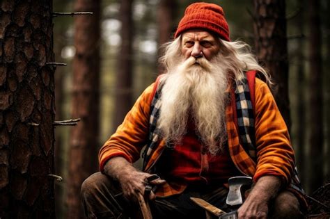 Premium Photo Woodsy Lumberjack Old Person Forest Generate Ai