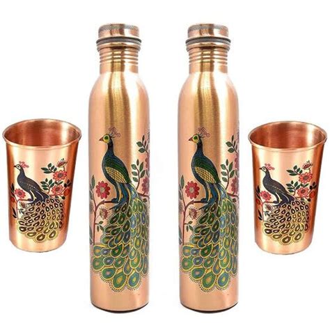 Printed Copper Water Bottle 500 ML At Rs 1000 Set In Sambhal ID