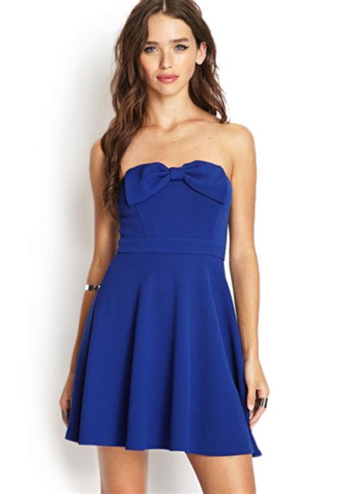 Forever Strapless Matelasse Skater Dress Royal Dresses Womens