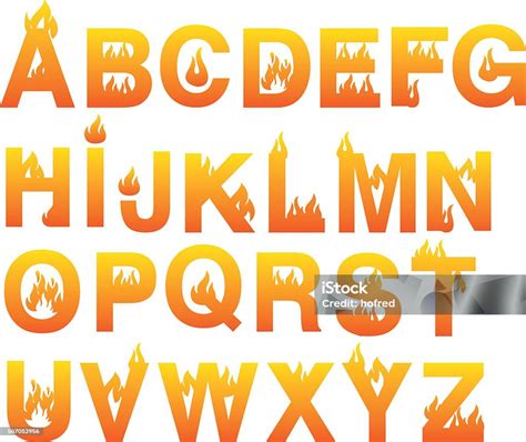 Fiery Alphabets Vector Font Set Stock Illustration Download Image Now