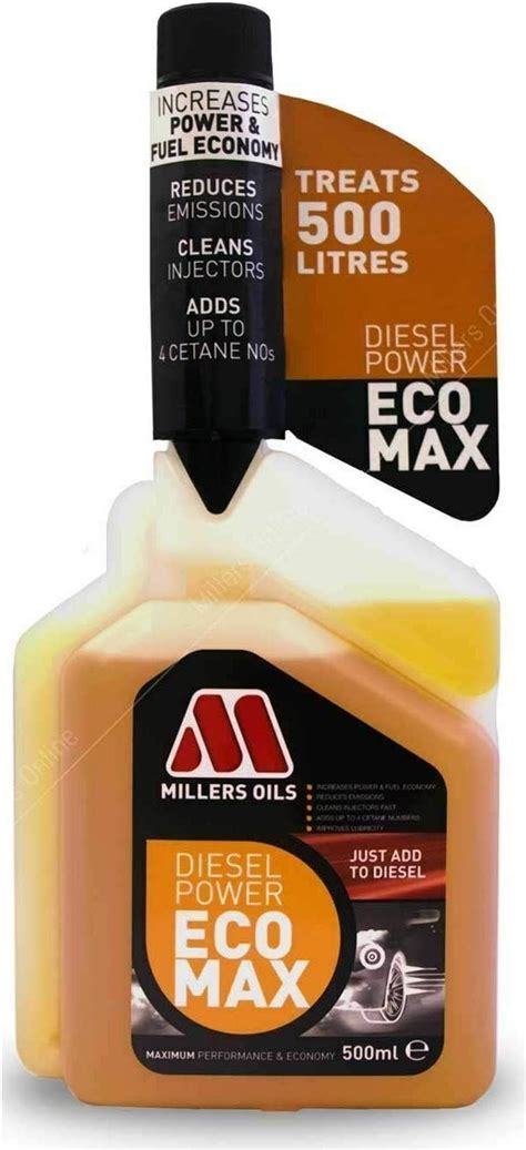 Millers Oils Diesel Power Ecomax Fuel Additive Treatment 500ml : Amazon ...