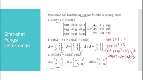 Aljabar Linear Elementer 17 Sifat Sifat Determinan Youtube