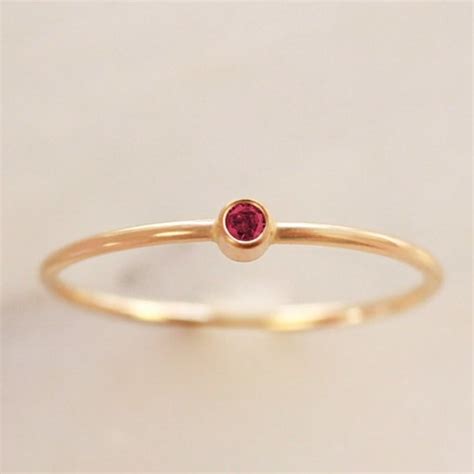 Tiny January Birthstone Ring Garnet Ring Dainty Gold Ring Etsy