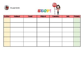 stop game freebie   super teacher tpt