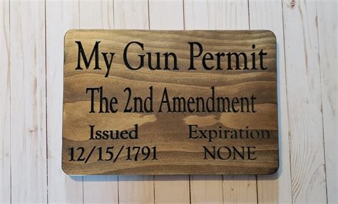 My Gun Permit 2nd Amendment Handmade Wooden Plaque Custom Etsy