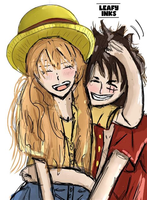 Nami and Luffy fanart in my style! Full process video on my instagram (@leafyinks) : r/fanart