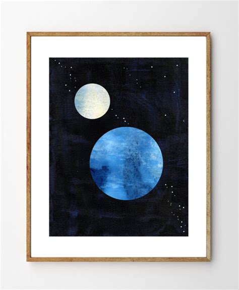 Earth and the Moon Space Art Moon Painting Sci Fi Art - Etsy