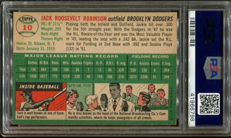 1954 Topps #10 Jackie Robinson PSA 7 HOF (41966798) - All Star Cards Inc