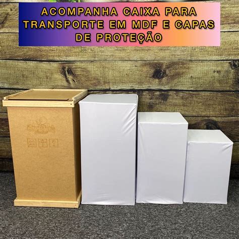 Trio Cubos Cilindro Transparentes Decoração Eventos Brinde