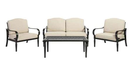 Hampton Bay Laurel Oaks Black 4 Piece Steel Outdoor Patio Conversation