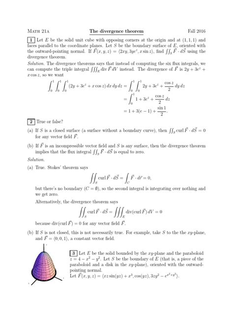 31 - Divergence Theorem Solutions | PDF | Flux | Divergence