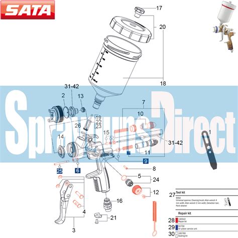 Satajet 1000 B Lignum Spray Gun Parts Breakdown