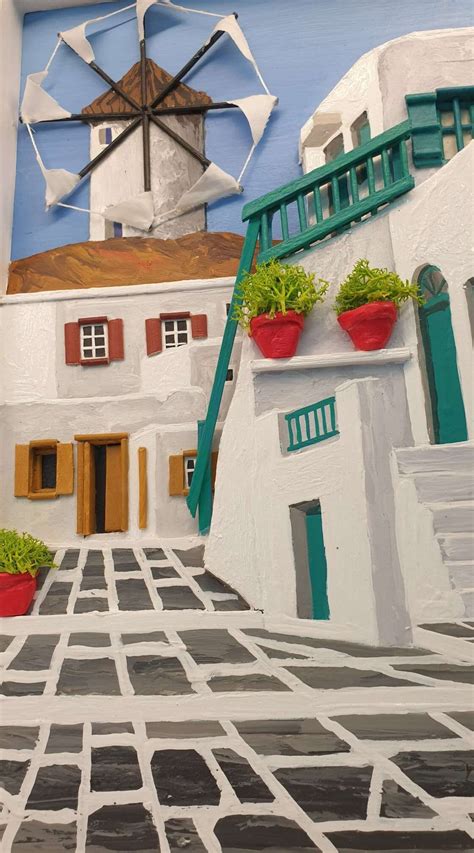 Traditional House Windmills Of Mykonos Cyclades Handmade D Painting