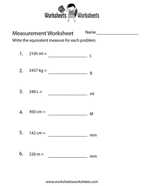 Measurement Conversion Worksheet Measurement Conversions