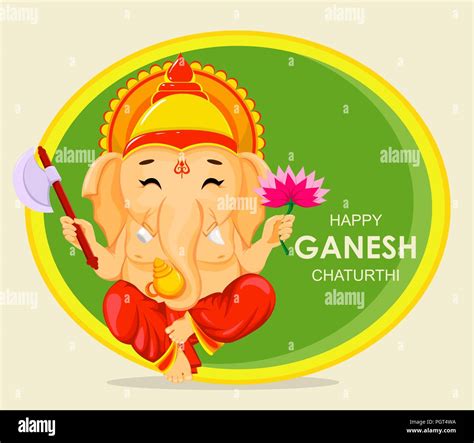 Feliz Ganesh Chaturthi Tarjeta De Felicitación Para El Festival Tradicional De La India Sentado