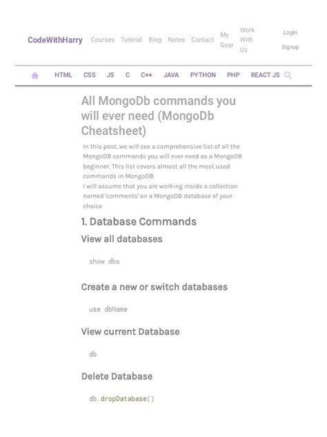 All Mongodb Commands Pdf Computer Programming Web Development