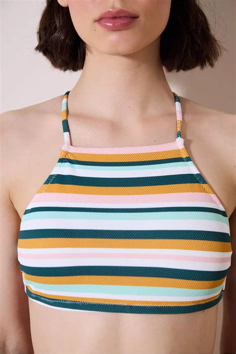 Jual Penti Shona Halter Textured Striped Bikini Top Original 2025 ZALORA Indonesia
