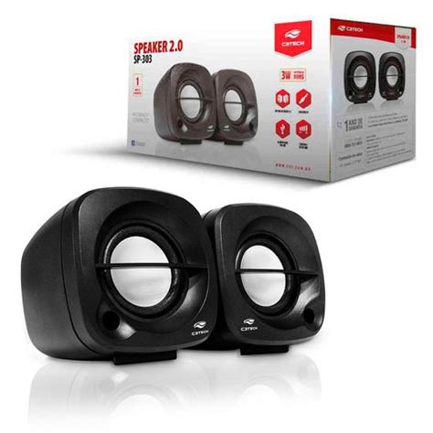 Caixa De Som C3Tech SP 303BK Speaker 2 0 P2 3 5mm Preto Caixas De