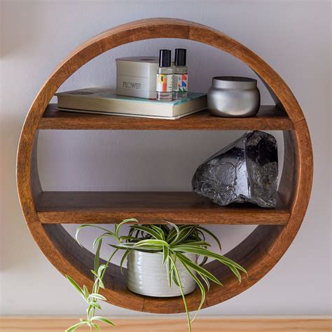 Drew Barrymore Flower Home Round Mango Wood Wall Shelf