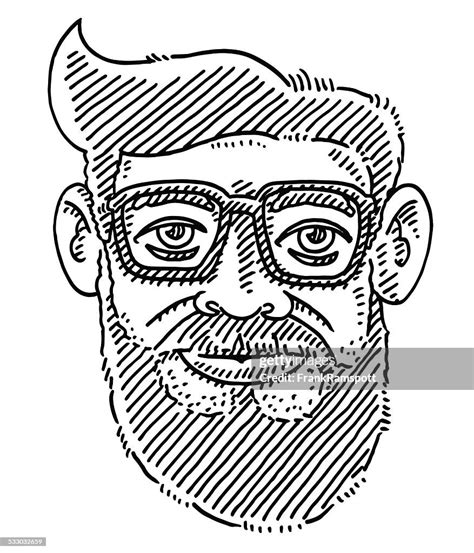 Hipster Bearded Face Glasses Drawing High Res Vector Graphic Getty Images