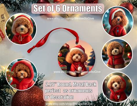 Set of Poodle Christmas Ornaments, Poodle Christmas Decoration, Poodle ...