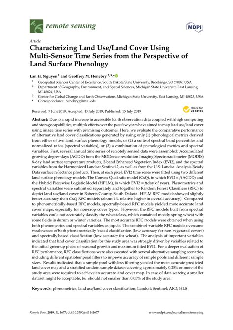 Pdf Characterizing Land Useland Cover Using Multi Sensor Time Series