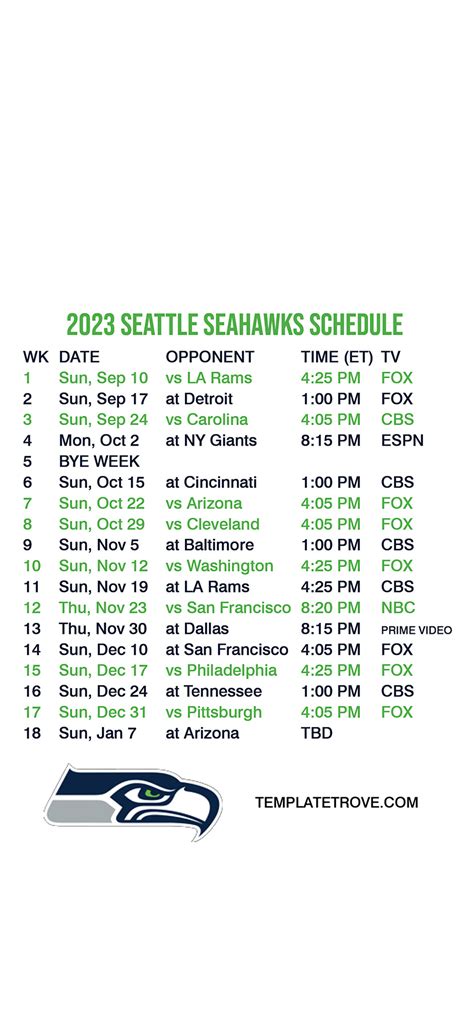 2023 2024 Seattle Seahawks Lock Screen Schedule For Iphone 6 7 8 Plus