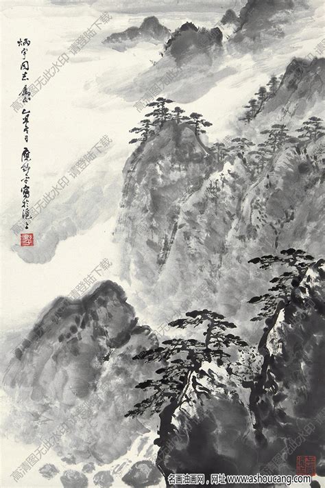 应野平作品 黄山松云 2 高清大图下载 名画油画网