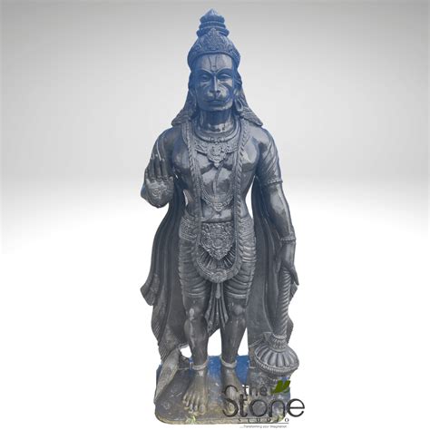 Hanuman Statue in Black Stone Standing 6ft - The Stone Studio