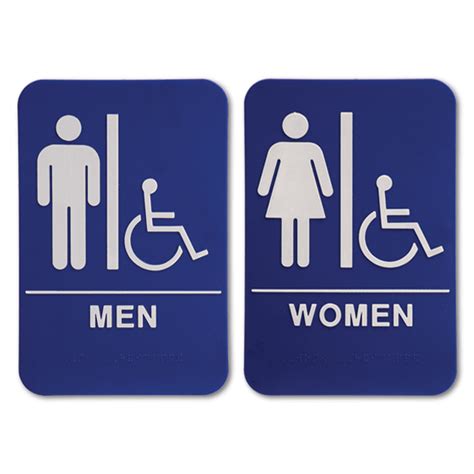 Blue Ada Handicap Restroom Sign Set Men S And Women S 6 X 9