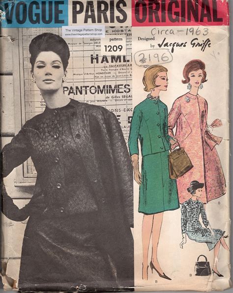 1963 Vintage VOGUE Sewing Pattern B32 SUIT Coat Dress Scarf 2196 By