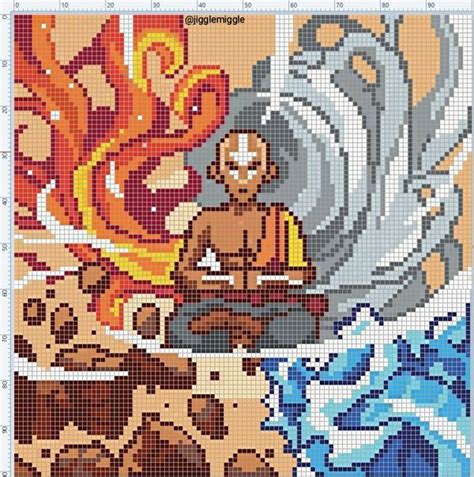 Free Avatar The Last Airbender Cross Stitch Pattern Elemental Symbols