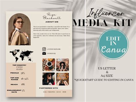 Page Media Kit For Influencers And Bloggers Social Media Kit