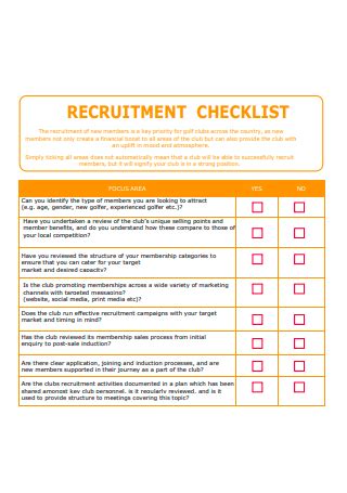 Sample Recruitment Checklist In Pdf Ms Word