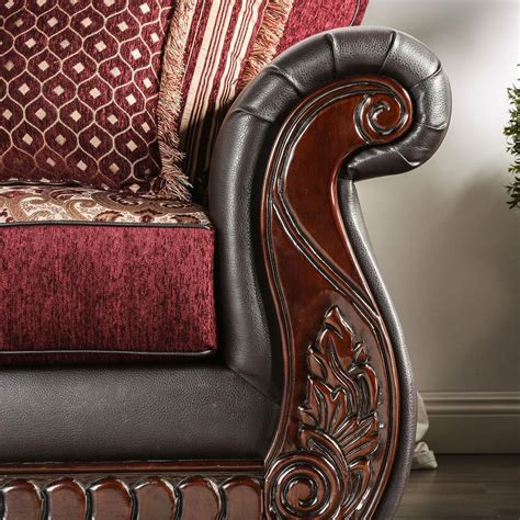 Buy Furniture Of America Franklin Sm N Sf Sofa In Burgundy