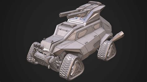 3D Model Sci Fi Armored Military Truck PBR VR AR Low Poly CGTrader