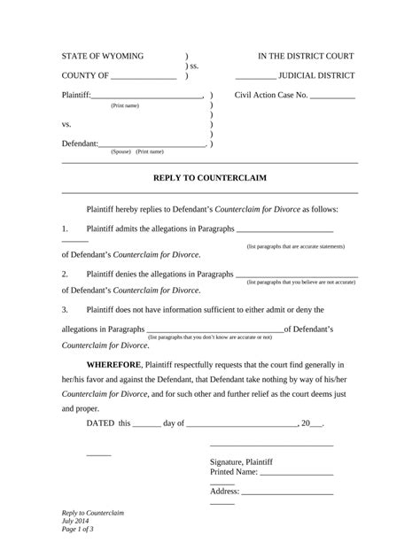 Reply Counterclaim Doc Template Pdffiller