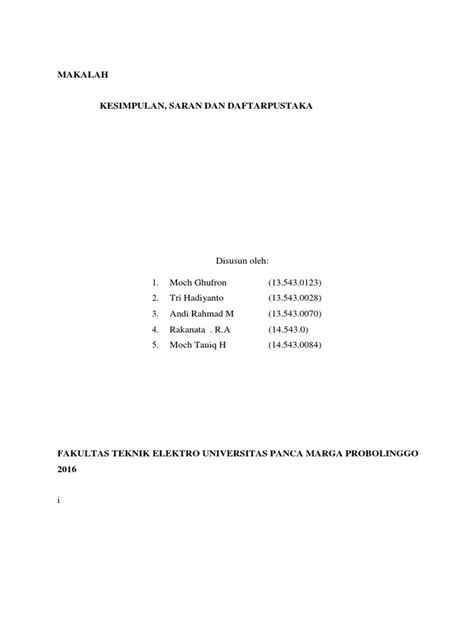 Makalah Kesimpulan Saran Dan Daftar Pust Pdf