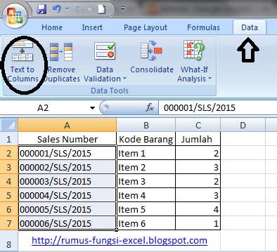 rumus fungsi excel fungsi delimited  text  columns