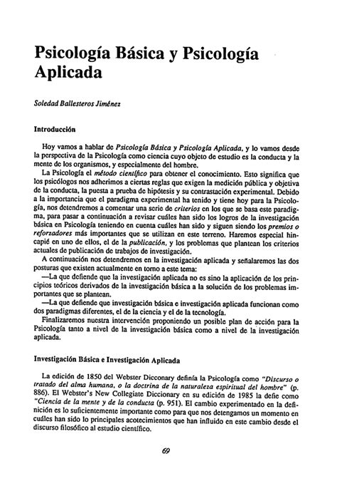 PDF Psicología Básica y Psicología Aplicada