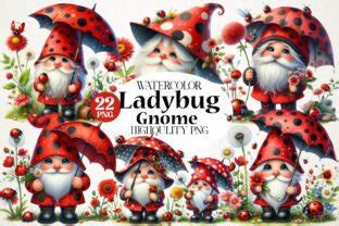 Ladybug Gnome Clipart Bundle Graphic By Watercolorartist Creative Fabrica