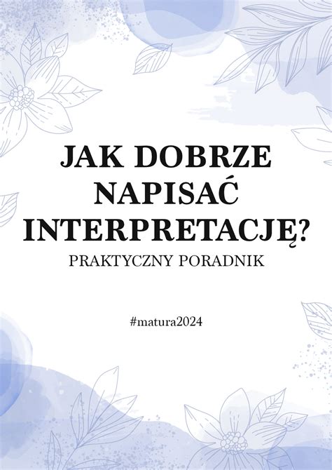 Jak Napisa Interpretacj Wiersza Notatki Do Matury