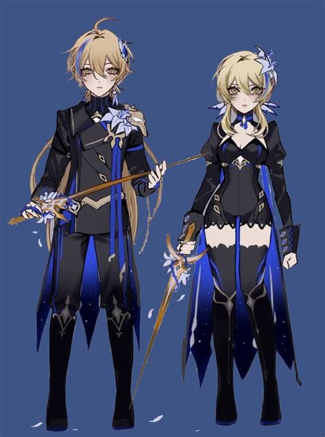 Genshin Impact Aether And Lumine Cosplay Costume The Abyss Etsy Australia