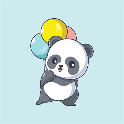 Cute Panda Giving Balloons Cartoon 8243975 Vector Art At Vecteezy