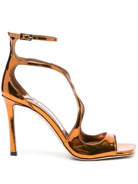 Jimmy Choo Azia Mm Metallic Effect Sandals Brown Farfetch Ae