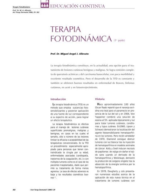 terapia fotodinÃmica Actualizaciones Terapeuticas Dermatologicas