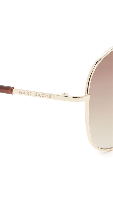 Marc Jacobs Metal Aviator Sunglasses In Gold Brown Brown For Men Lyst