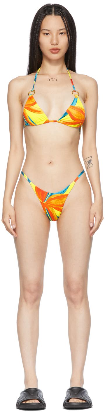 Louisa Ballou Yellow Orange Mini Ring Bikini SSENSE Canada